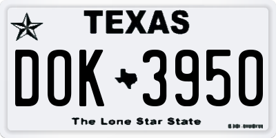TX license plate DOK3950