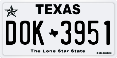 TX license plate DOK3951