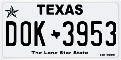 TX license plate DOK3953