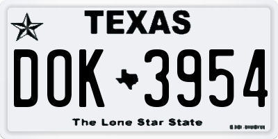 TX license plate DOK3954