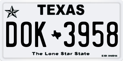 TX license plate DOK3958