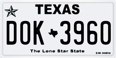 TX license plate DOK3960