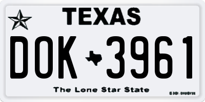 TX license plate DOK3961