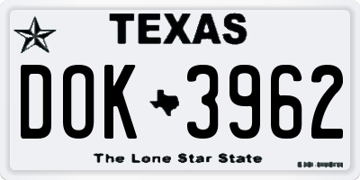 TX license plate DOK3962