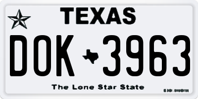 TX license plate DOK3963