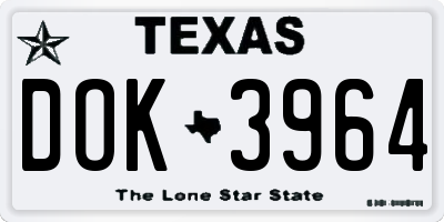 TX license plate DOK3964