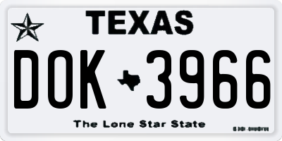 TX license plate DOK3966