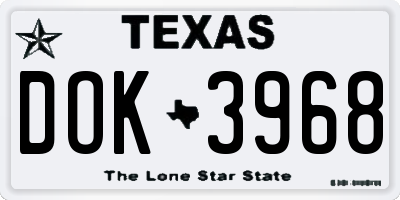 TX license plate DOK3968