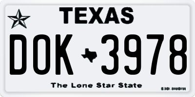 TX license plate DOK3978