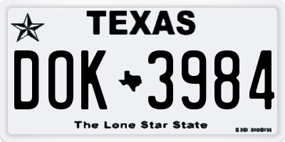 TX license plate DOK3984