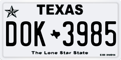 TX license plate DOK3985