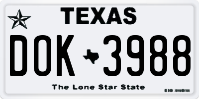 TX license plate DOK3988