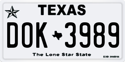 TX license plate DOK3989