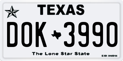 TX license plate DOK3990