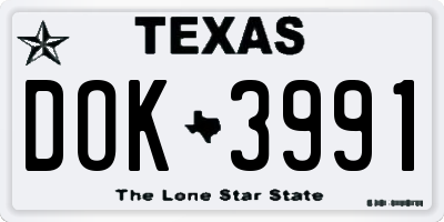 TX license plate DOK3991