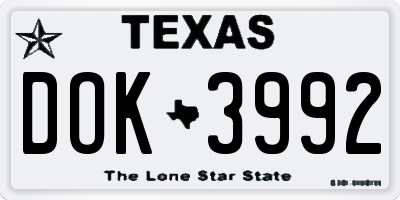 TX license plate DOK3992