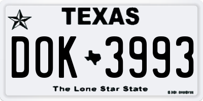 TX license plate DOK3993