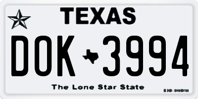 TX license plate DOK3994