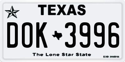 TX license plate DOK3996
