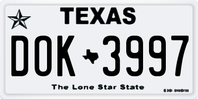 TX license plate DOK3997