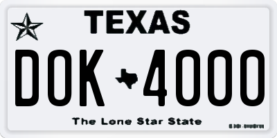 TX license plate DOK4000