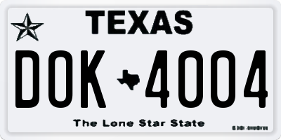 TX license plate DOK4004