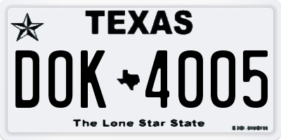 TX license plate DOK4005