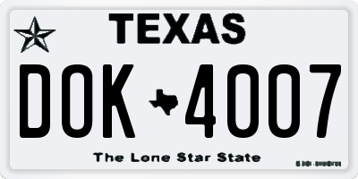 TX license plate DOK4007