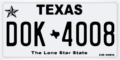 TX license plate DOK4008