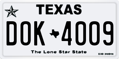 TX license plate DOK4009