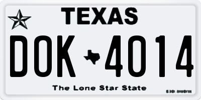 TX license plate DOK4014