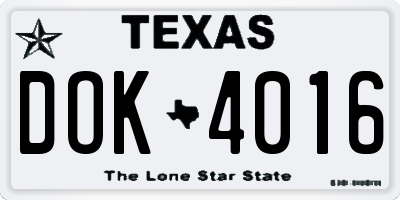 TX license plate DOK4016