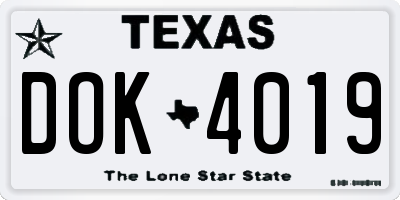 TX license plate DOK4019
