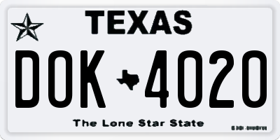 TX license plate DOK4020