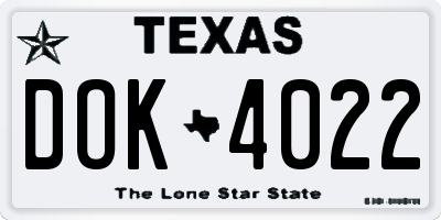 TX license plate DOK4022