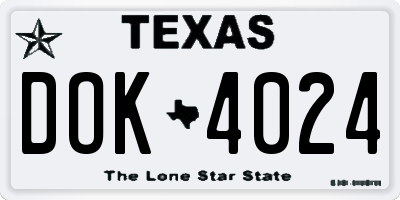 TX license plate DOK4024