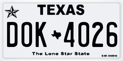 TX license plate DOK4026