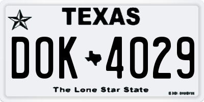TX license plate DOK4029