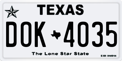 TX license plate DOK4035
