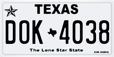 TX license plate DOK4038