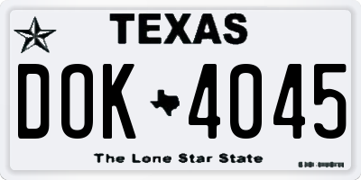 TX license plate DOK4045