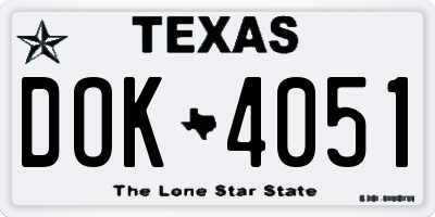 TX license plate DOK4051