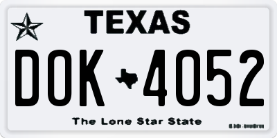 TX license plate DOK4052