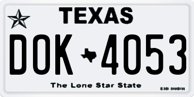 TX license plate DOK4053