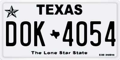 TX license plate DOK4054
