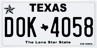 TX license plate DOK4058