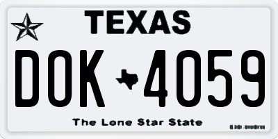 TX license plate DOK4059