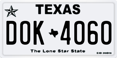 TX license plate DOK4060