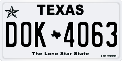 TX license plate DOK4063