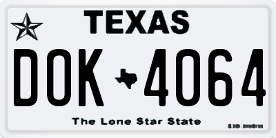 TX license plate DOK4064